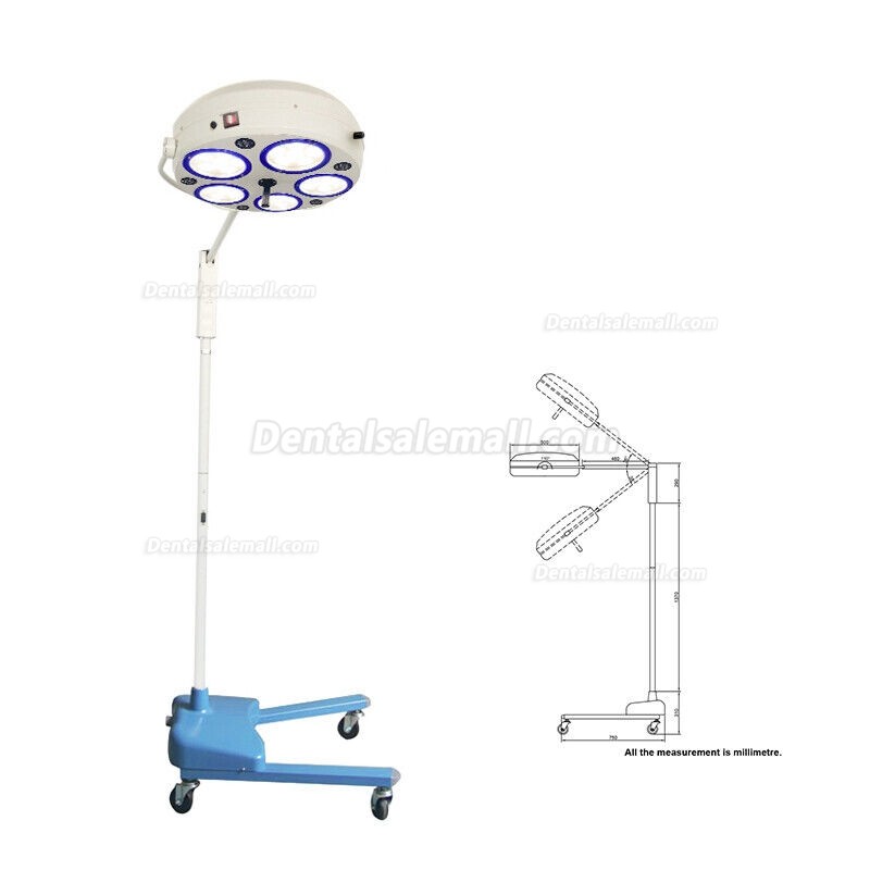 Mobile Floorstanding Dental Surgical Light LED Shadowless Operating Lamp 5 Reflectors 30 LEDs